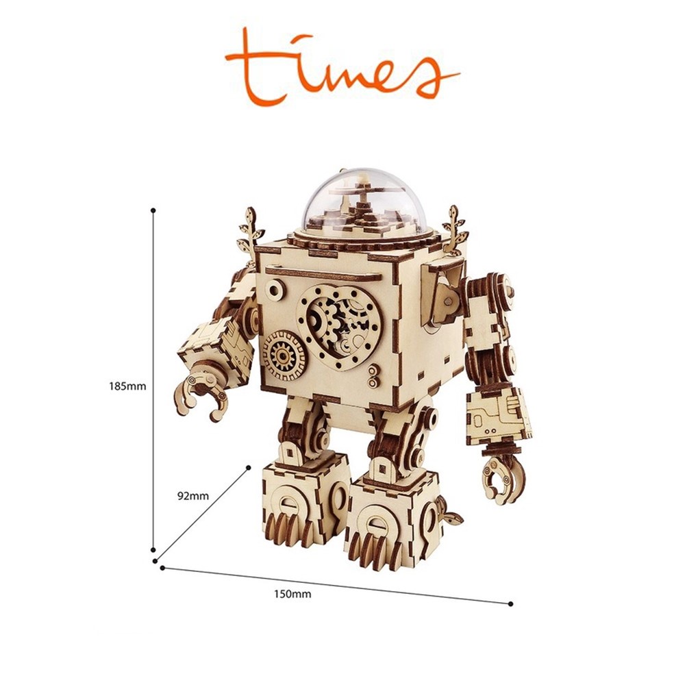 Rokr Diy Orpheus Steampunk Music Box 3D Wooden Puzzle Craft Movable