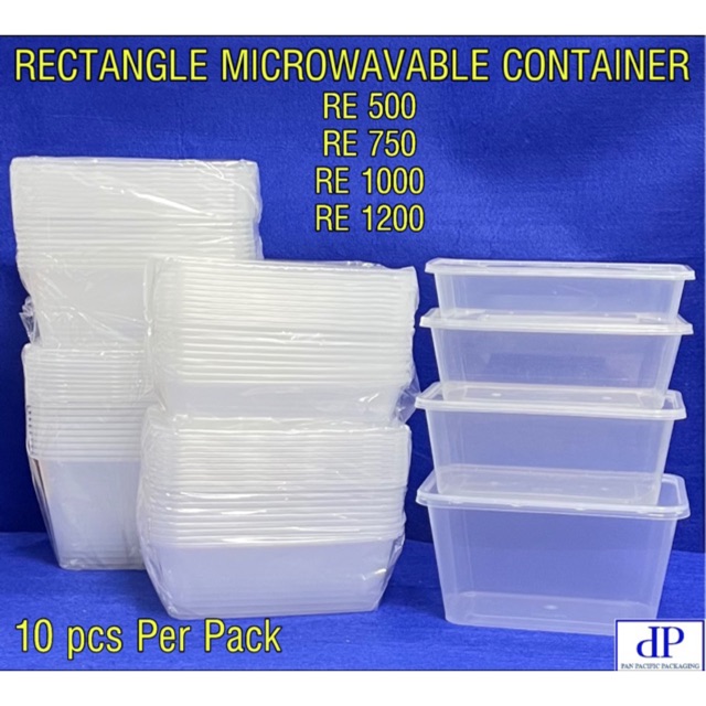 Pack of 10 - 500 ML. Microwave Disposable Food Storage Boxes - Clear  Transparent Plastic