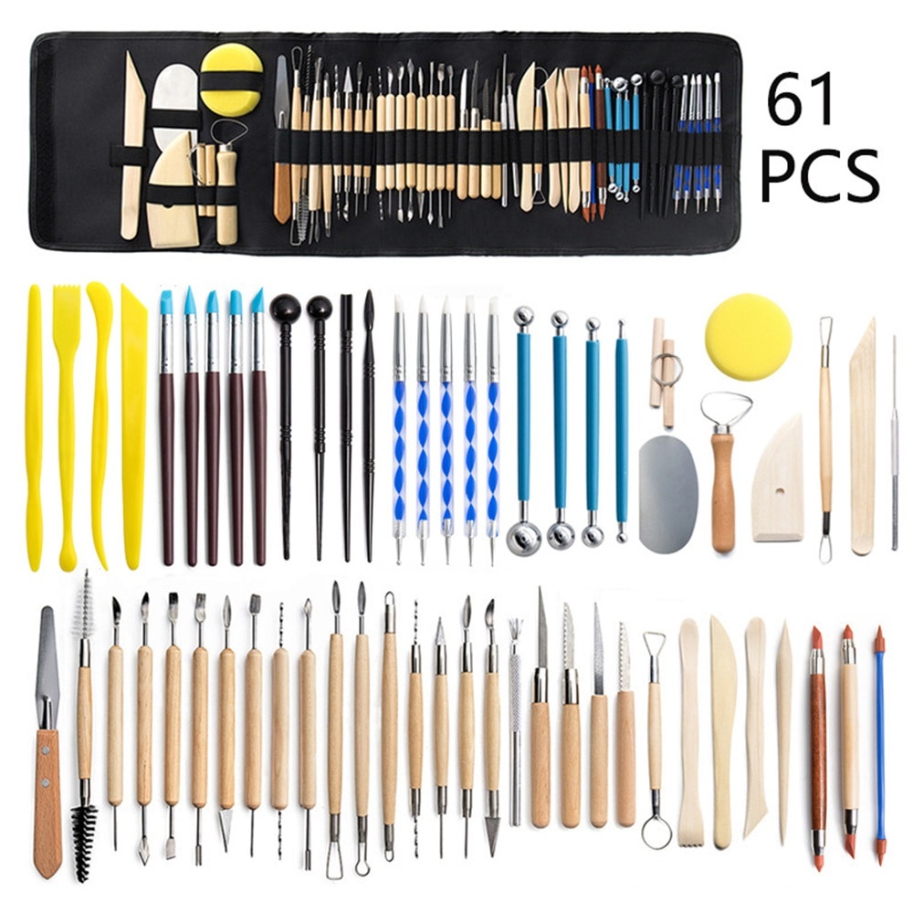 61 Pcs Argila Clay Tool Carving Kit Escultura Smooth Wax Carving ...