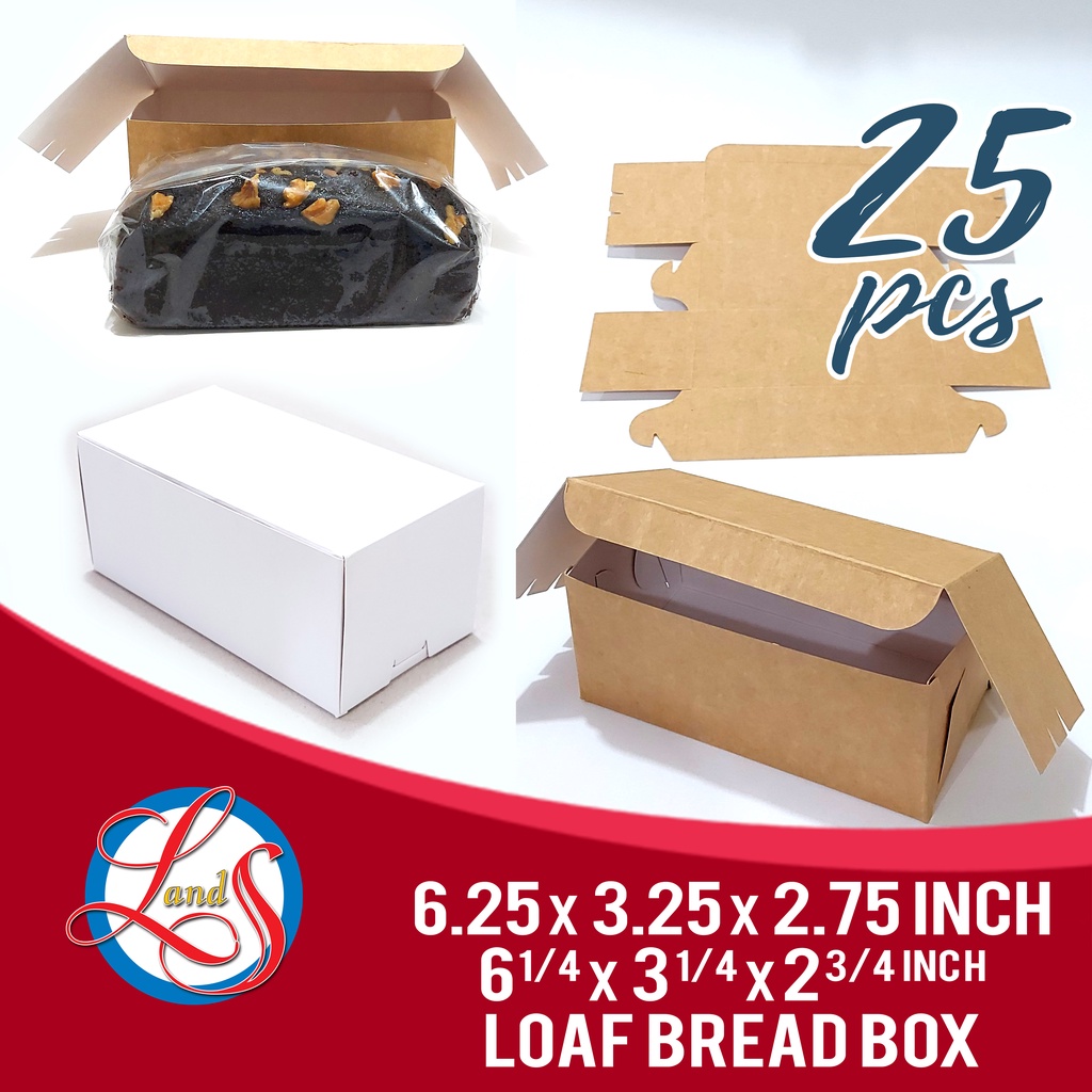 6x3 (25pcs) Loaf Bread Box [ 6.25 x 3.25 x 2.75 inch ] Reversible for ...