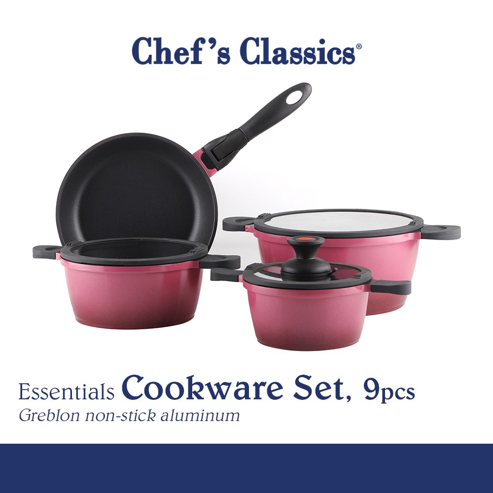Chef's Classics Essentials NonStick Cookware Set, 9pcs Shopee