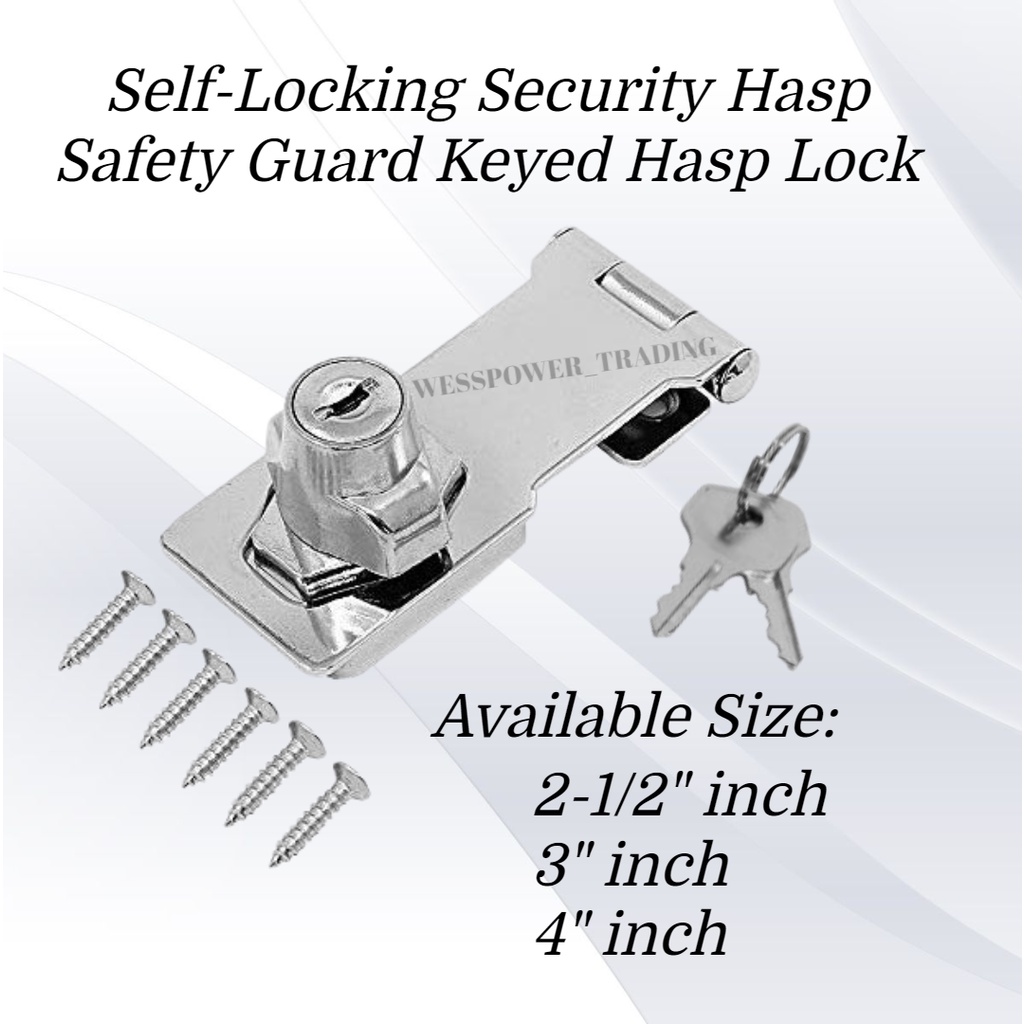 WPT5458 1 PIECE SelfLocking Security Hasp Safety Guard Keyed Hasp
