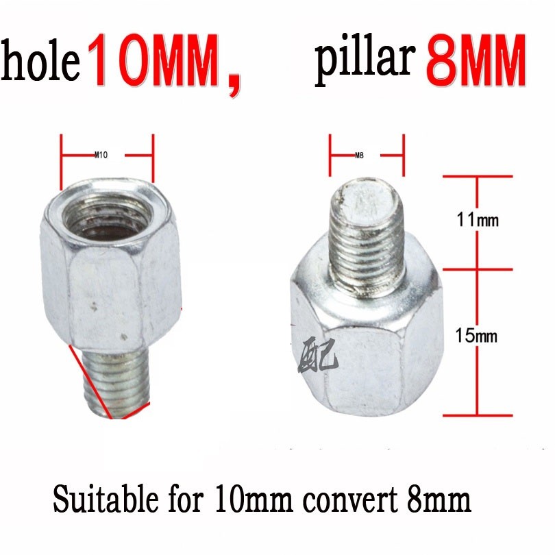 Motorcycle Side Mirror Adapter Bolts Screw Metal Yamaha and 8mm pole or
