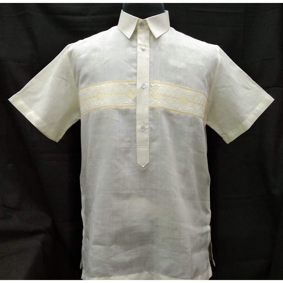 Gusot Mayaman MENS POLO BARONG (2 MITERAND) Cream | Shopee Philippines