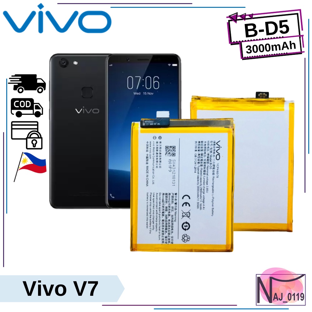 Vivo V7 Original Battery | Model: B-D5 (3000mAh) High Quality | SHOPEE ...