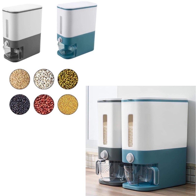 12kg Rice Dispenser and Storage with measuring cup, Whole Grains ...