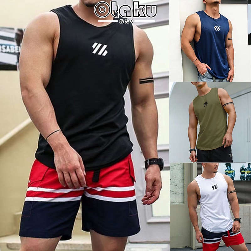 OTAKU Gym Singlet For Men Sports Muscle Quick Dry Tank Top Sleeveless T ...