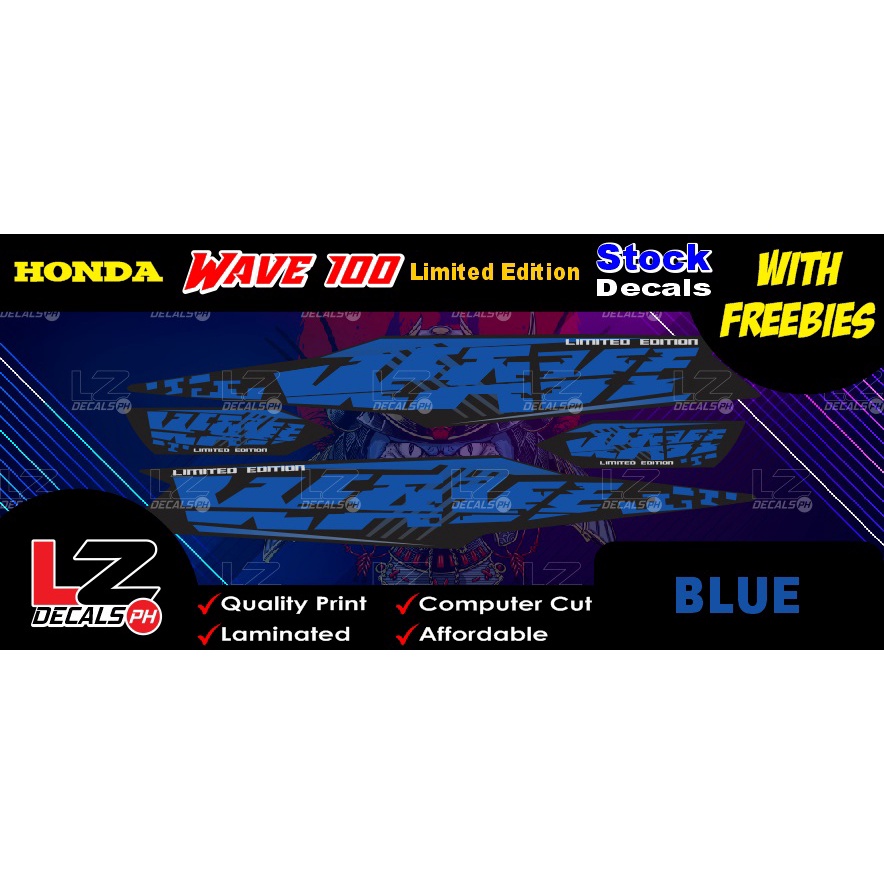 Honda Wave 100 Limited Edition Stock Decals / Stickers with Freebies ...