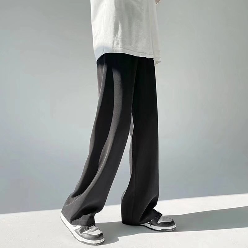 [M-4XL] White Wide-Leg Pants Men's Summer Thin Style Ice Silk Casual ...