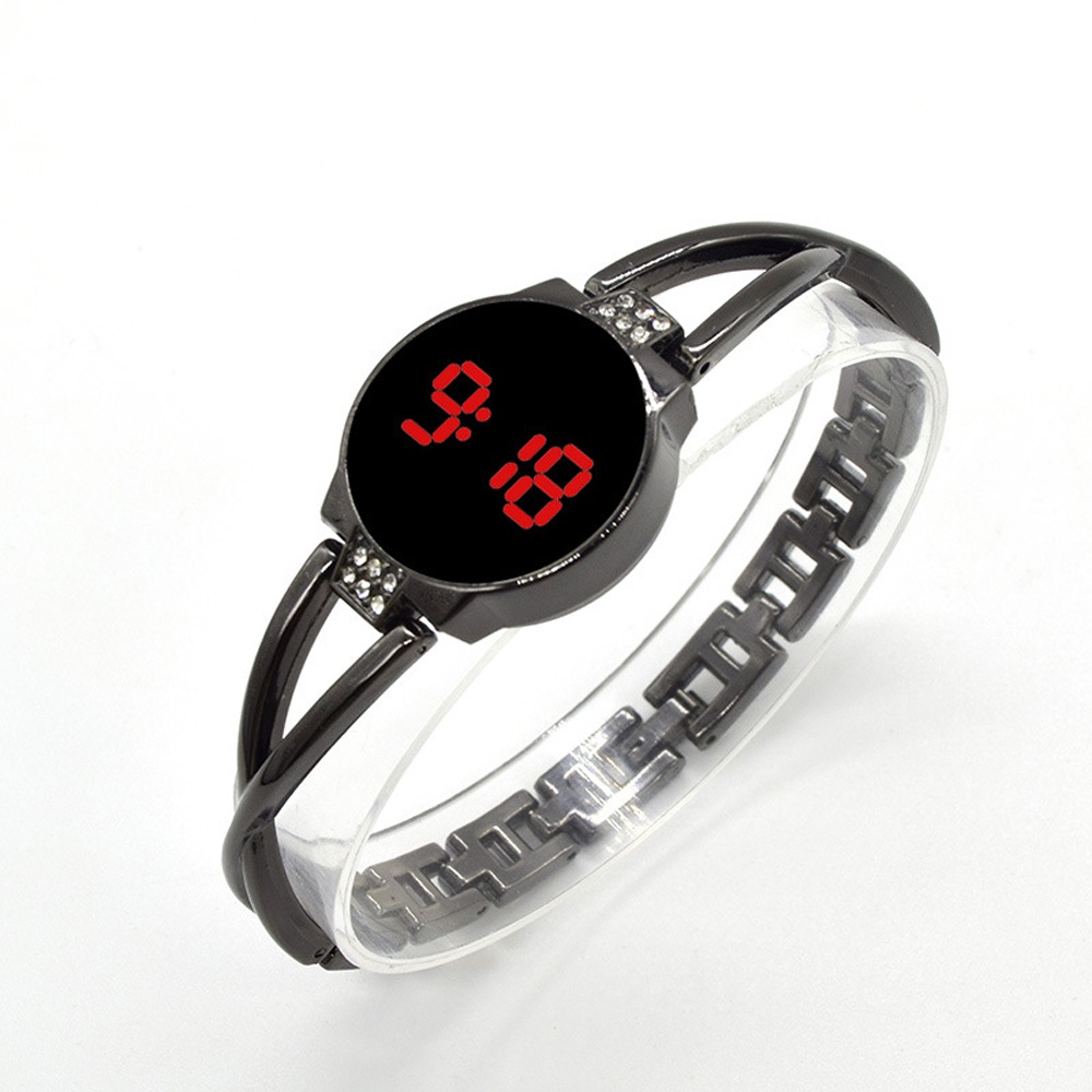 Women Stylish Digital Watch Round Dial LED Electronic Wristwatch Thin