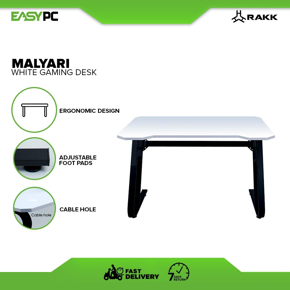 Rakk Malyari Gaming Desk White table Rakk Table Large Writing Computer ...