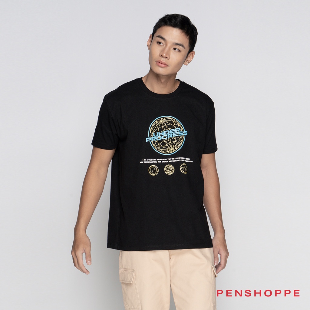 Penshoppe Under Progress Relaxed Fit Tshirt For Men (Black) | Shopee ...