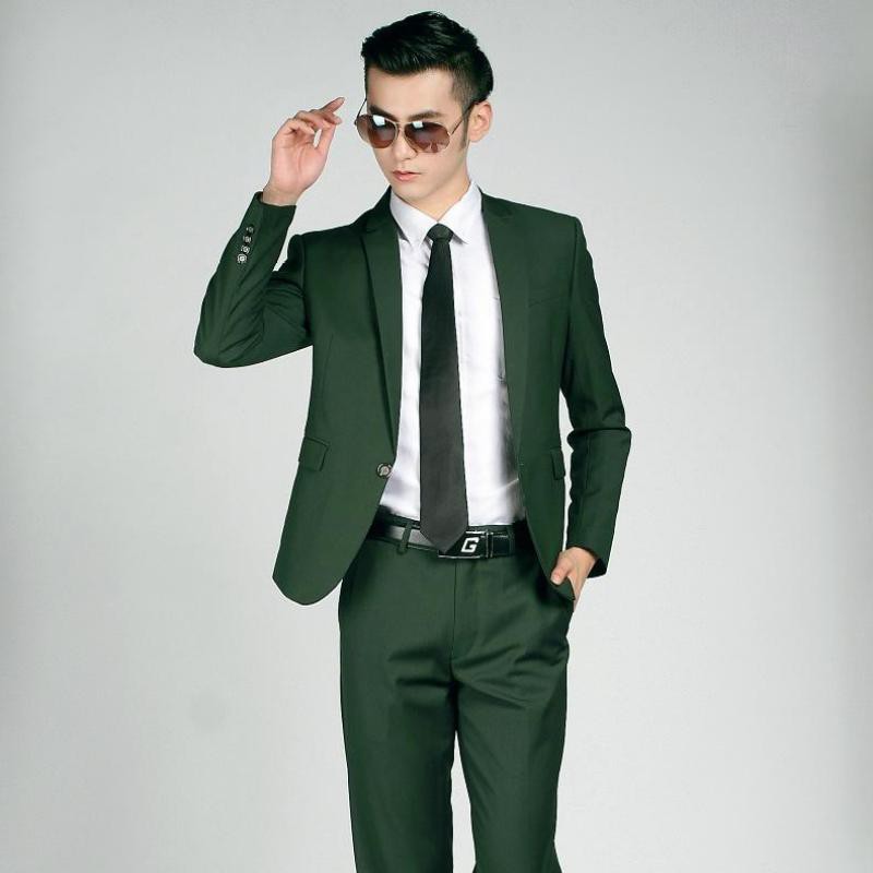 Local Delive)Dark green slim fit male 2 piece suits wedding dress men  Business Casual blazer Wedding Prom Dinner Suits Wear tuxedo | Shopee  Philippines