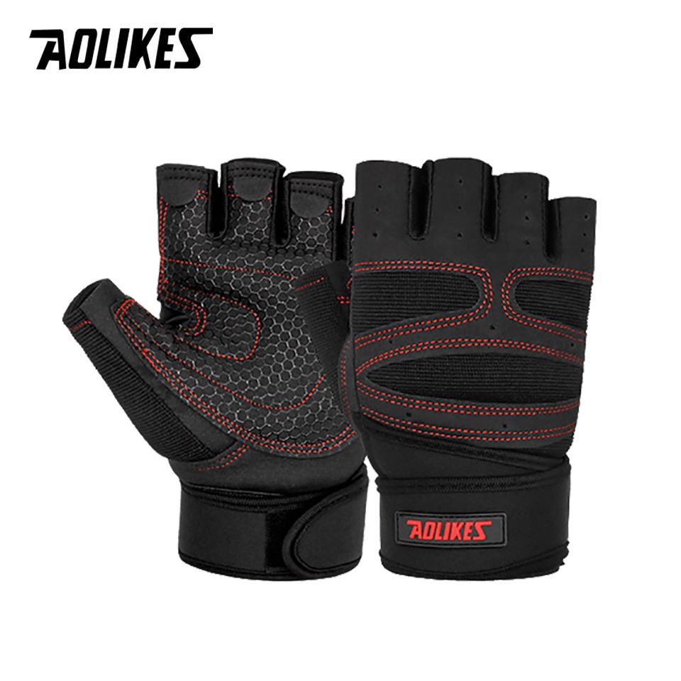 AOLIKES 1 Pair Half Finger Gym Gloves Heavyweight Sports Exercise Weight  Lifting Body Building Training Sport Fitness