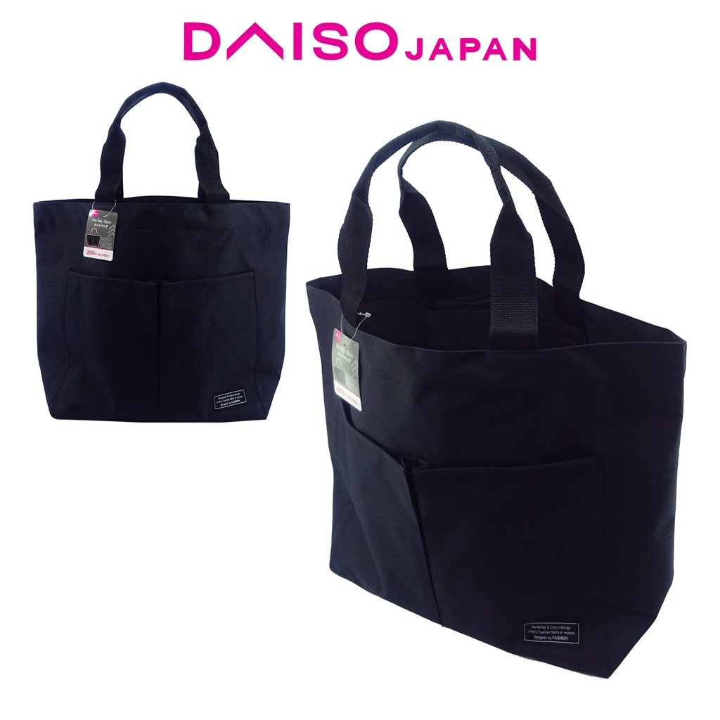 Daiso Black MultiPocket Tote Shopee Philippines
