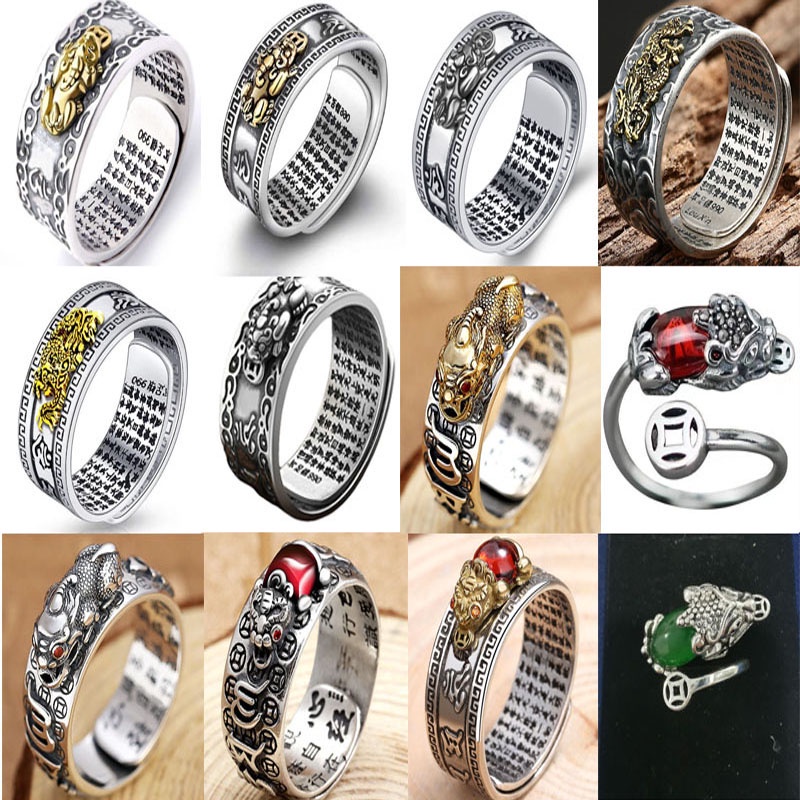 【Murah】Silver Men Pixiu Ring Lucky Wealth Lucky Unisex Abacus Rings ...