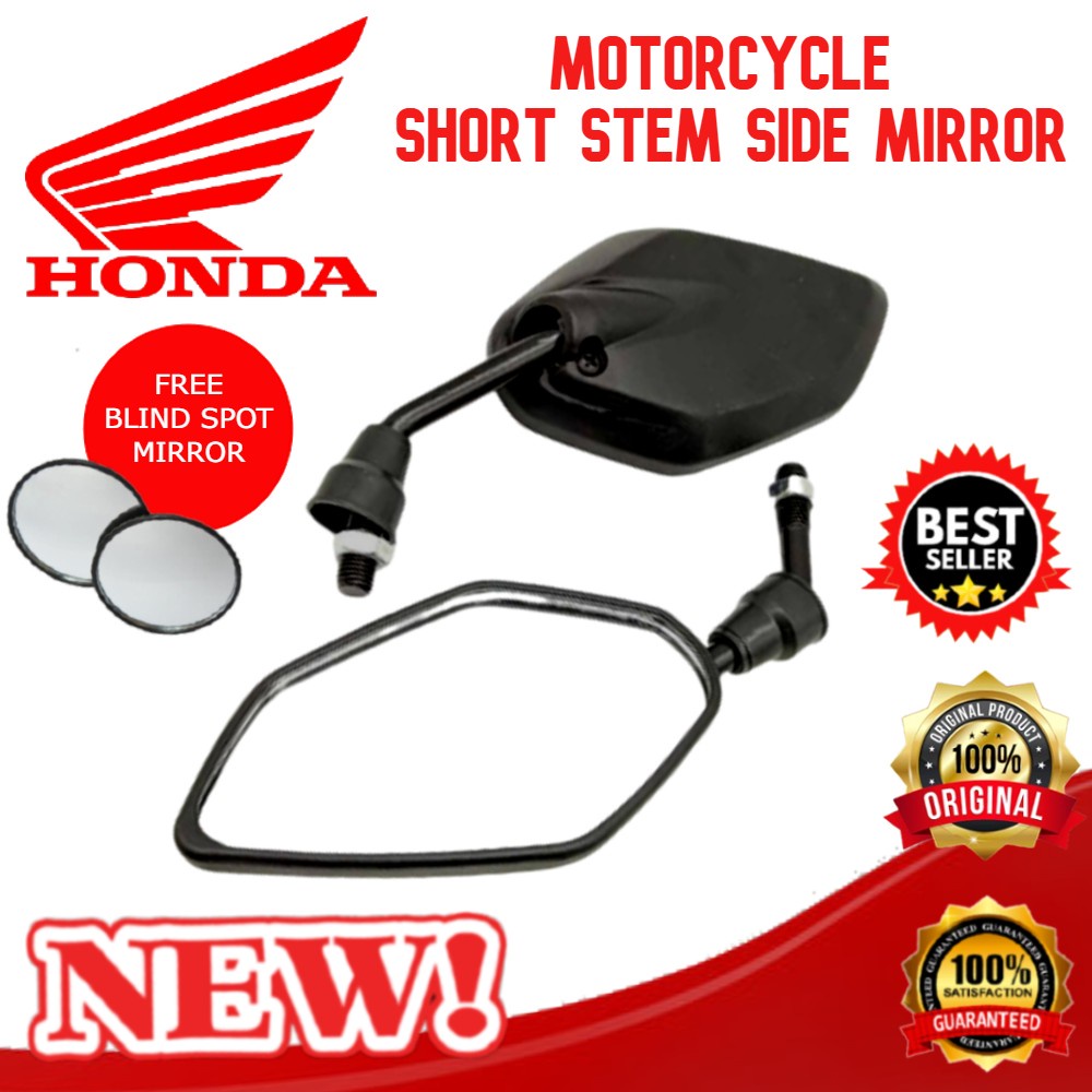 HONDA BEAT 110 SIDE MIRROR Motorcycle STOCK type SHORT STEM (BLACK ...