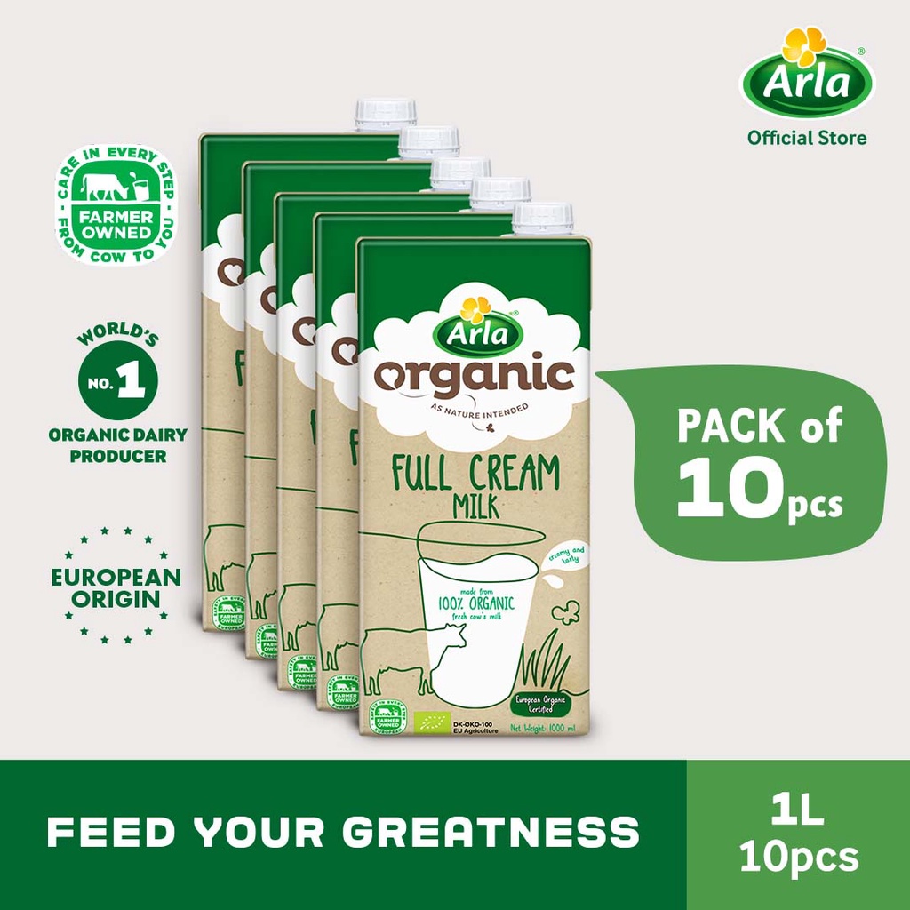 Arla Organic Full Cream Milk 1L 10-Pack | Shopee Philippines