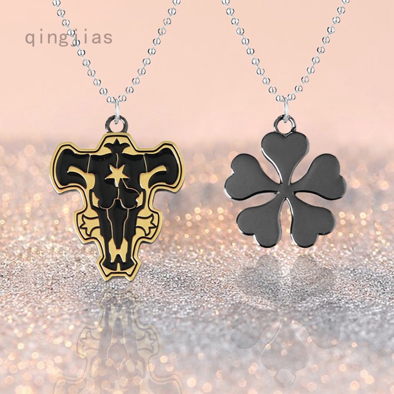 Game Anime Peripheral Black Five-leaf Clover Necklace Black Bull Magic  Knights Logo Pendant Necklace - Temu