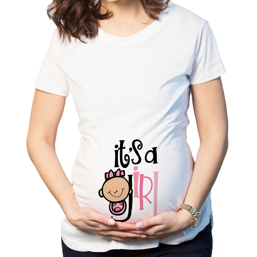 It's A Girl Funny Letter Graphic Summer Pregnant Maternity T Shirts Short  Sleeve