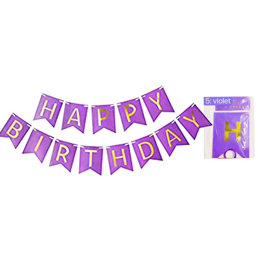 Simple Plain Violet Purple Happy Birthday Banner For Purple Theme Party ...