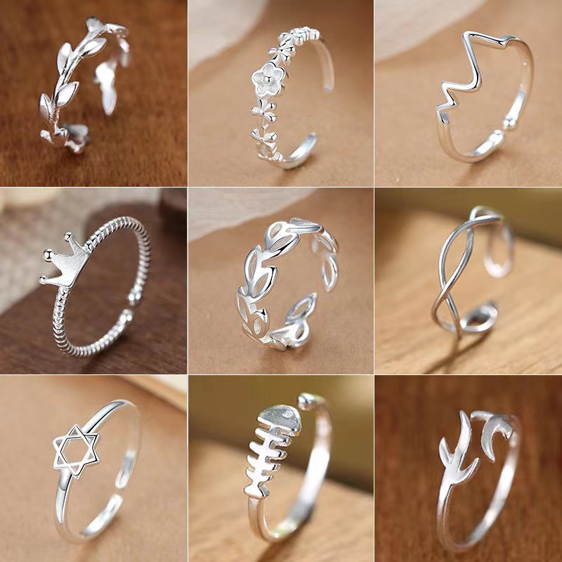 S925 Silver Ladies Simple Rings Fashion Cute Rings Women School Girls