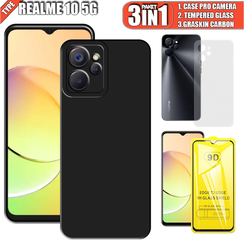 LAYAR 3 IN 1 Package For Realme 10 5G Softcase (Pro Camera)+Tempered ...