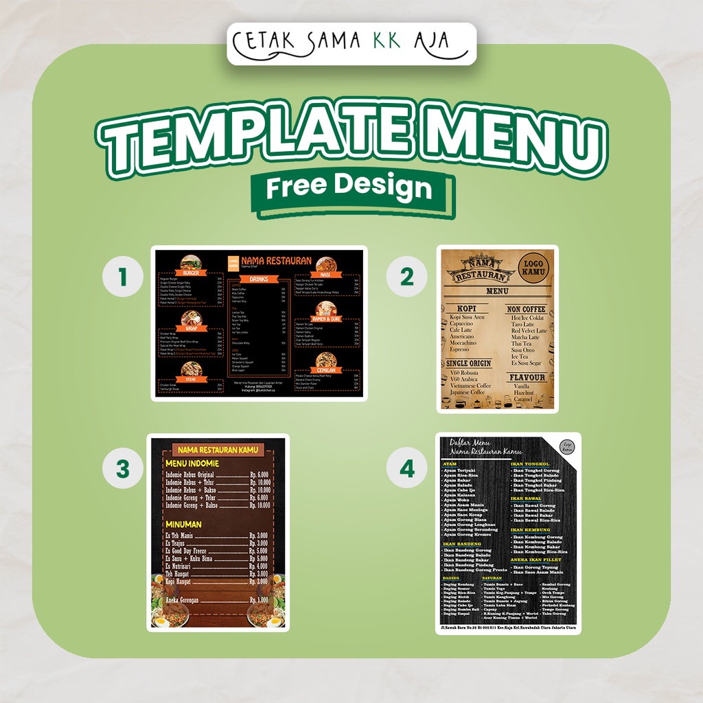 Printing MENU DAFTS FOOD AND DRINK UMKM CAFE HOME EAT WARKOP WARUNG ...