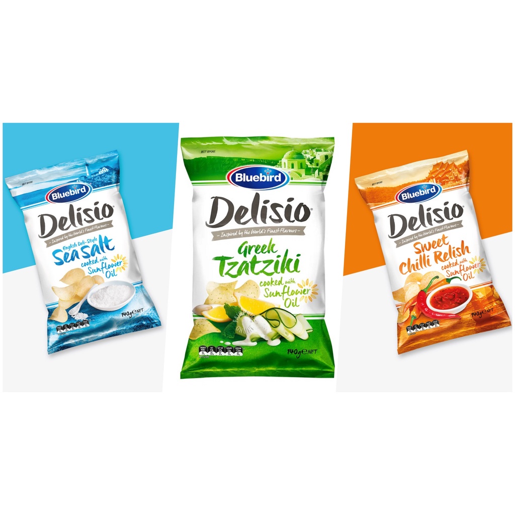 Bluebird Delisio Potato Chips cooked with Sunflower Oil From New