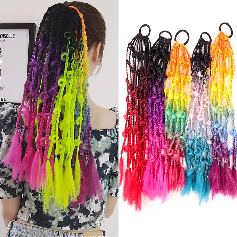 Colored Braids Multi-strand Braids Ponytail Extensions Hair Extensions ...