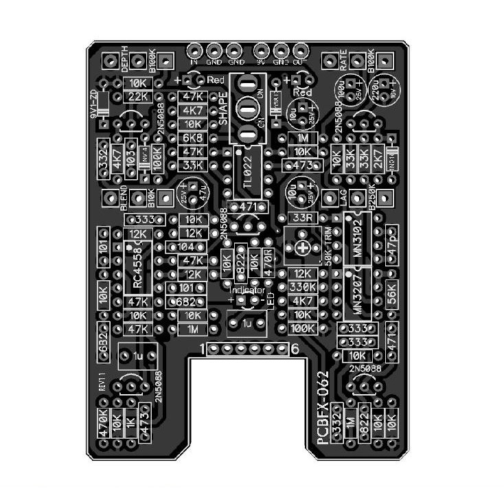 T-audio PCBFX-062 Based On Walrus Audio Julia Analog Chorus Vibrato PCB
