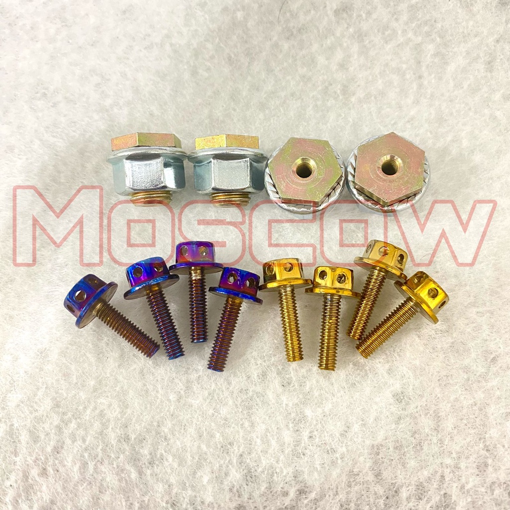 Package SET Of ANTIBreakage Nuts+PROBOLT VISOR Bolts HENG Burnt THAILAND GOLD Blue TWOTONE SET