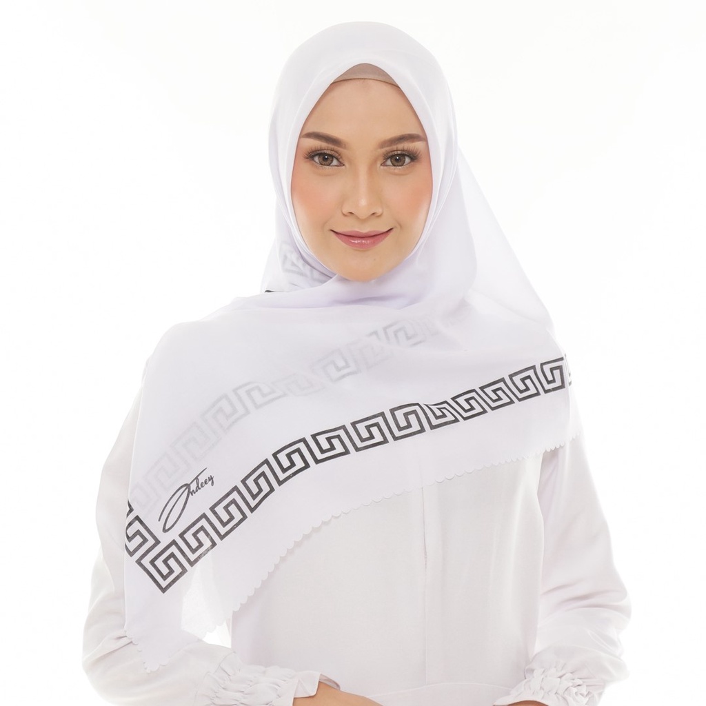 PUTIH Andeey Mandalika Hijab Square White Material With Lasercut ...