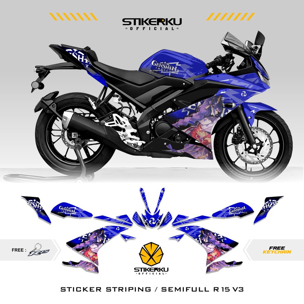 Sticker R15 V3 STRIPING GENSHIN IMPACT EDITION / YAMAHA R15V3 ...