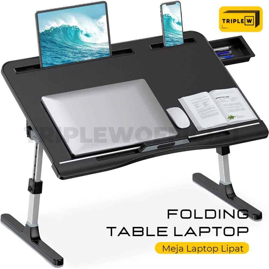 Triple W Folding Table Laptop Folding Table Notebook Tablet HP Macbook Ipad Android Adjustable ...
