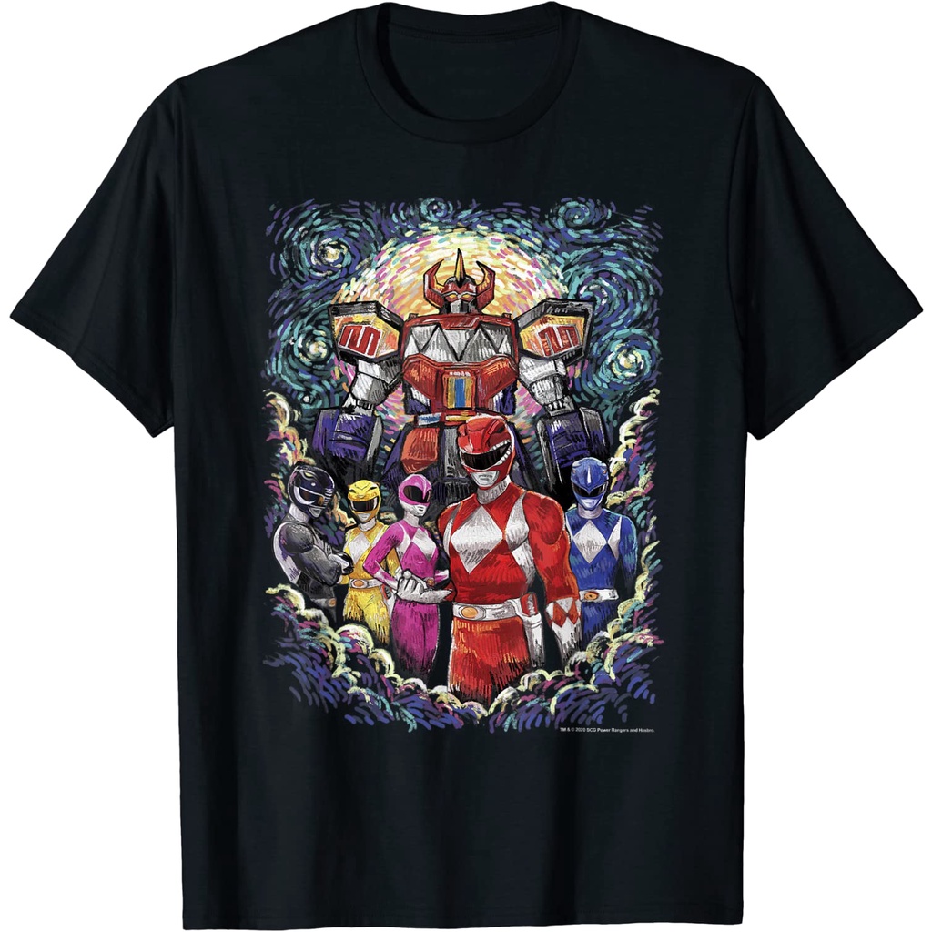 Adult T-Shirt Power Rangers Mighty Morphin' Megazord Starry Night ...
