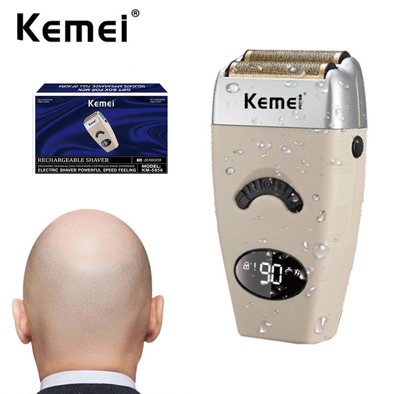 Kemei Electric Razor Double Foil Shaver Men 0mm Close Bald Head ...