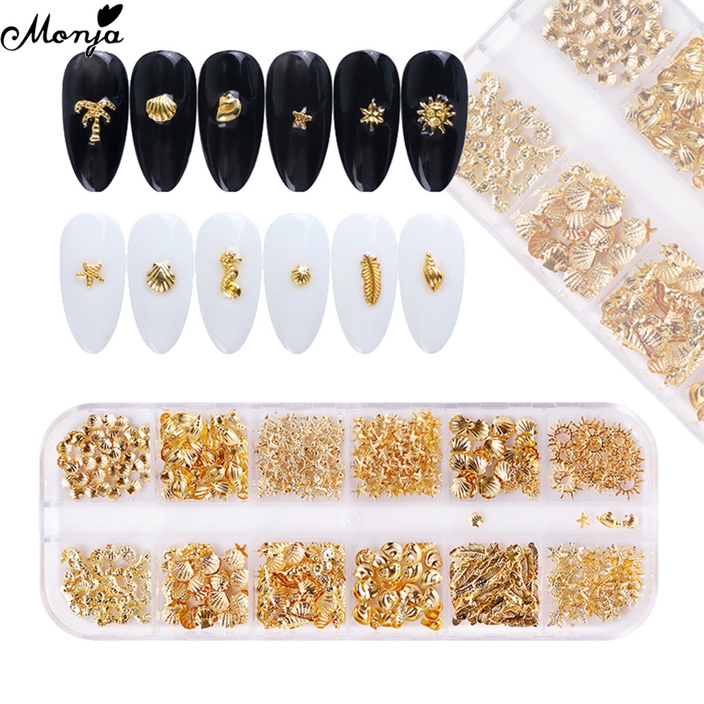 Monja Seashell Starfish Gold Nail Art Decoration Mixed Shaped Metal ...