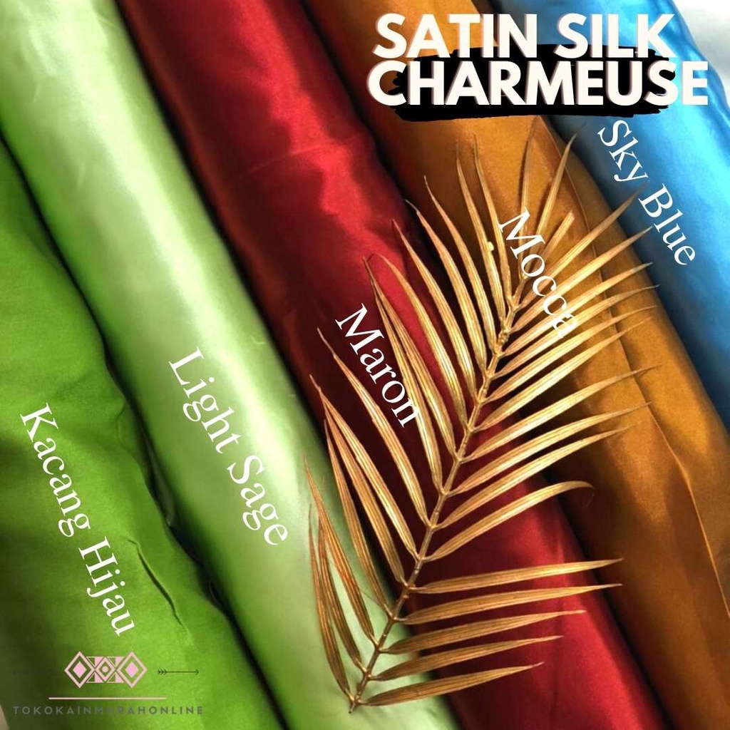 Clarissa CHARMEUSE Satin Fabric Silk Glossy Plain Premium Original 100 Silk Import Cool & Soft