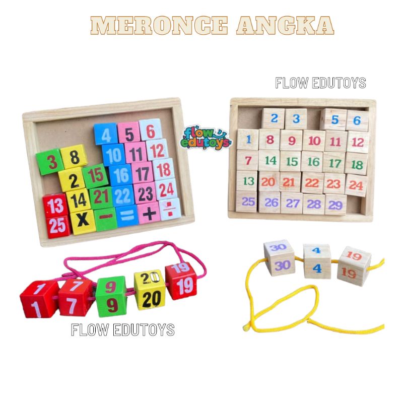 EDUCATIONAL TOYS MERONCE WOODEN NUMBERS COLOR & MERONCE NATURAL NUMBERS ...