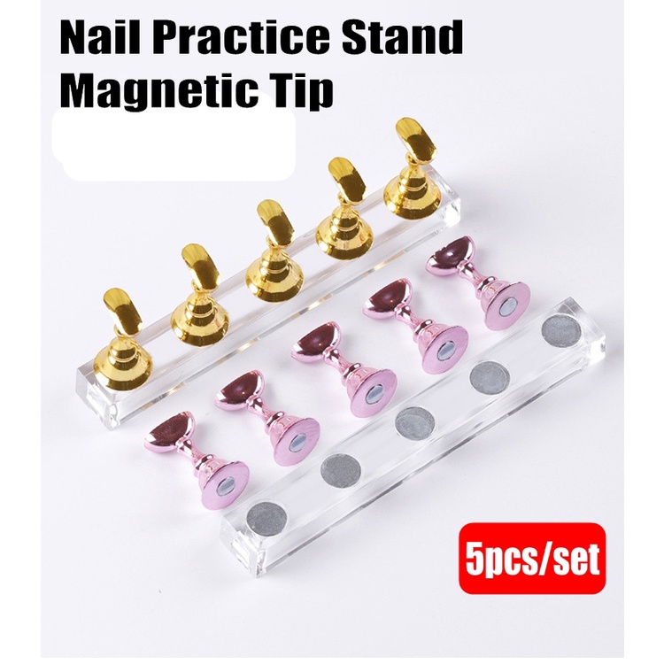 5 Pcs /Set Nail Practice Stand Magnetic Tip Art Display Holder Manicure ...