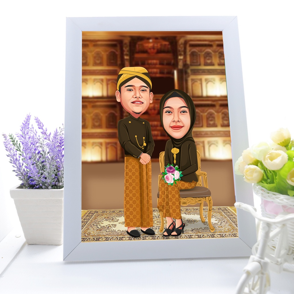 Couple Illustration Caricature/2 Faces with Unique Cute A4 Frame Print | Shopee Philippines