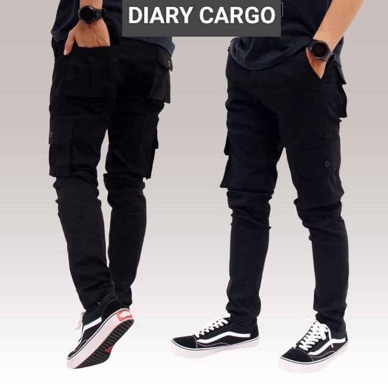 PRIA HITAM Long Cargo Pants Men Original Jumbo Slimfit Army Male Loreng