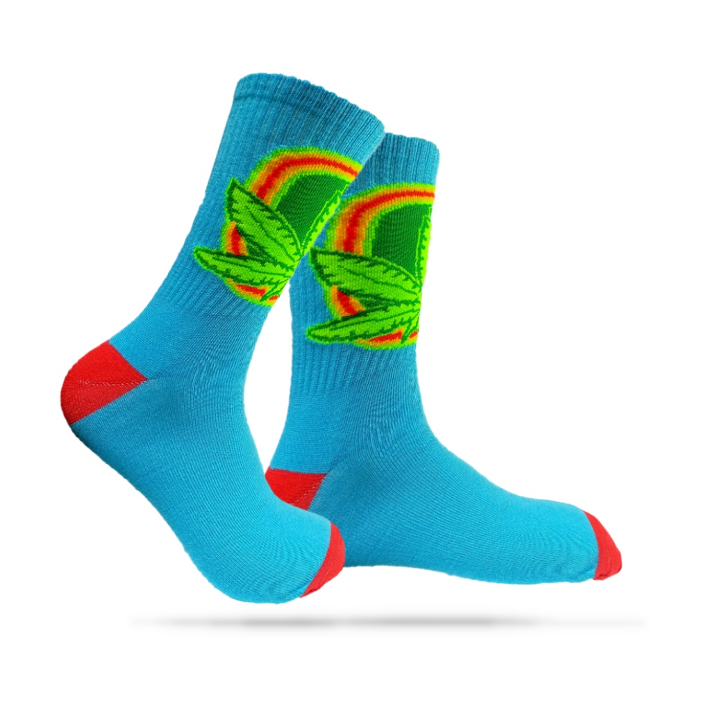 Oldschool Skate Socks with Rasta Leaf Motif - The Hawking | Shopee ...