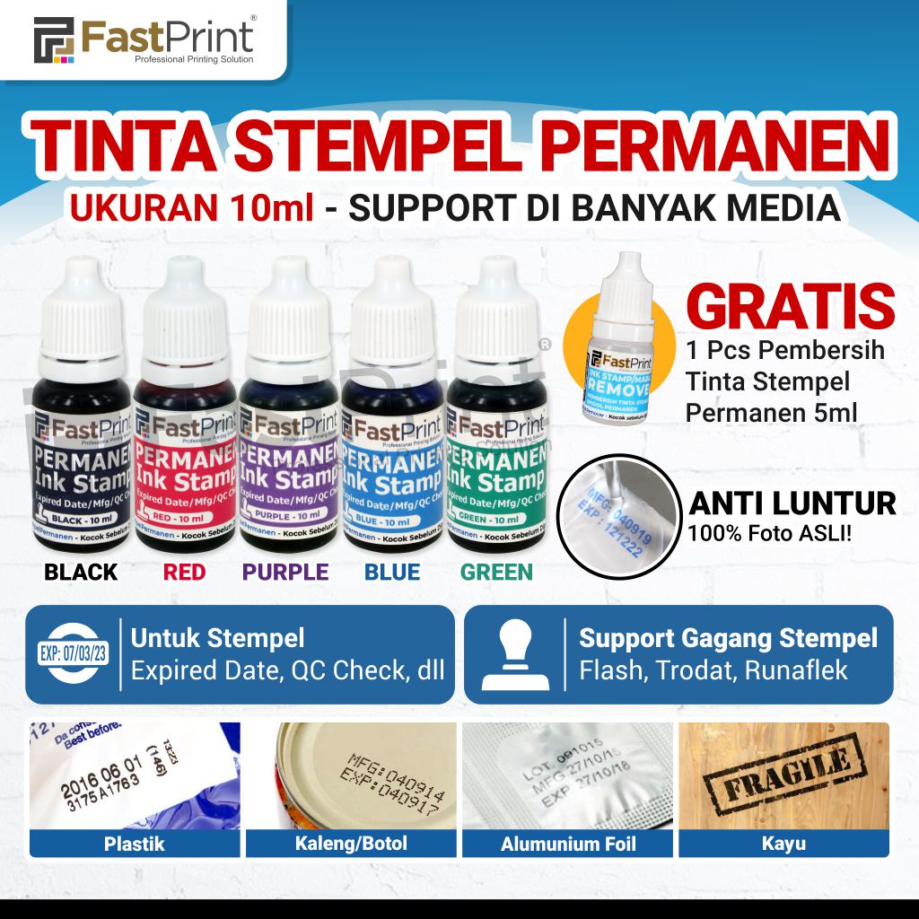 Permanent Stamp Ink Expiration Date Fast Print Ink Waterproof 10 ML ...