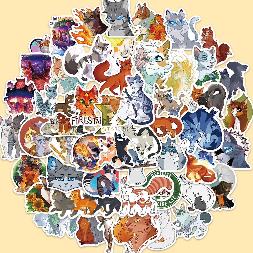 52pcs Anime Warriors Cats Cartoon Stickers Packs Book Skateboard ...