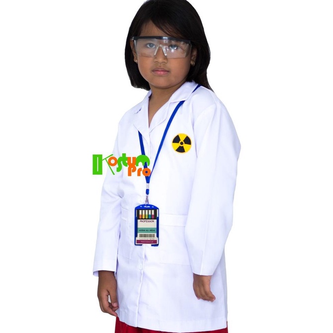 Children's Lab Coat Costume Uk 310+glasses +Name Tag Premium Shopee