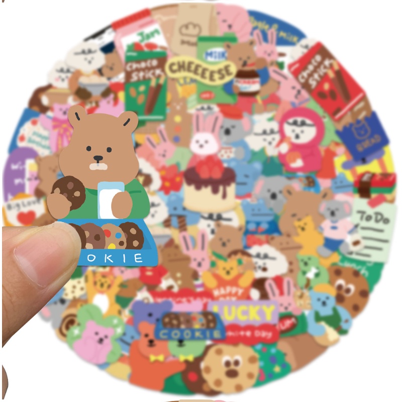 100pcs Cute Korean Bear Cartoon Stickers Graffiti DIY Skateboard Kids ...