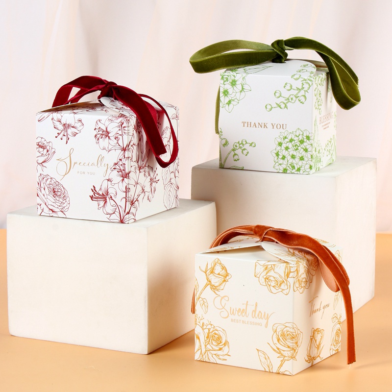 10pcs Spring Wedding Candy Box Fresh Flower Theme Paper Gift Box For ...