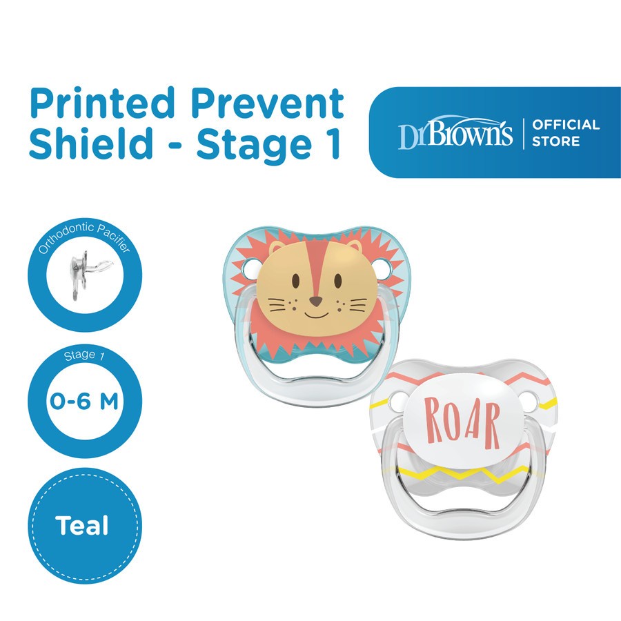 Dr. Brown's Prevent PRINTED SHIELD Pacifier 06m TEAL Shopee Philippines